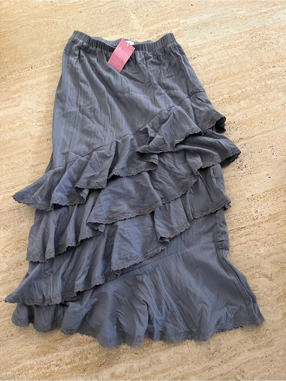 NWT MABLE Ruffled maxi Skirt — Slate Blue